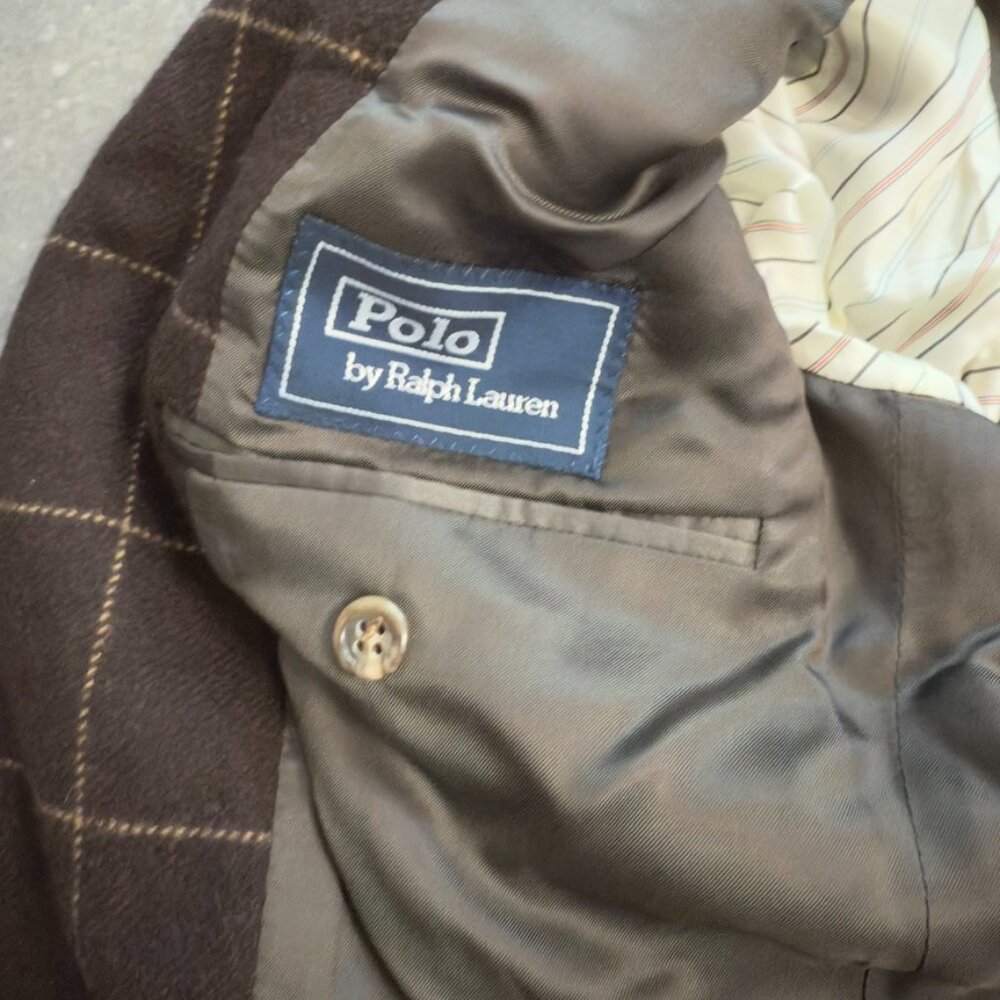 Polo by Ralph Lauren 100% Cashmere Brown Windowpane Blazer – Size 42R - Picture 7 of 16